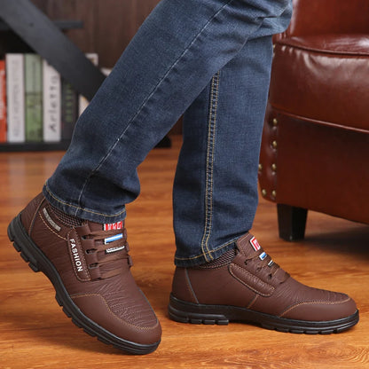 Winter Men Boots Waterproof Snow Boots Warm Fur Casual Men Shoes Antislip Ankel Boots Plush Cotton Shoes 2024