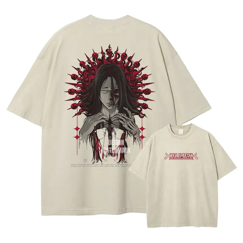 Japan Anime Bleach Aizen Sousuke Graphic Tee Men Oversized Washed Tshirts Manga Casual T Shirt Harajuku Male Cotton T-shirt