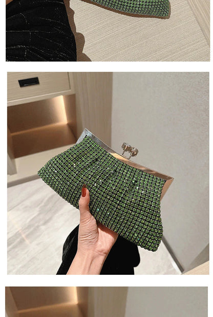 Luxury Rhinestone Evening Clutch Bag Wedding Bride Handbag Shiny Design Party Banquet Lady Portable Purse Sling Shoulder Bags