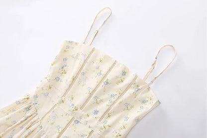 Women Long Floral Print Spaghetti Strap Maxi Dress Summer Elegant Lace Up Dress Flowy Holiday Party Beach Wear Dress