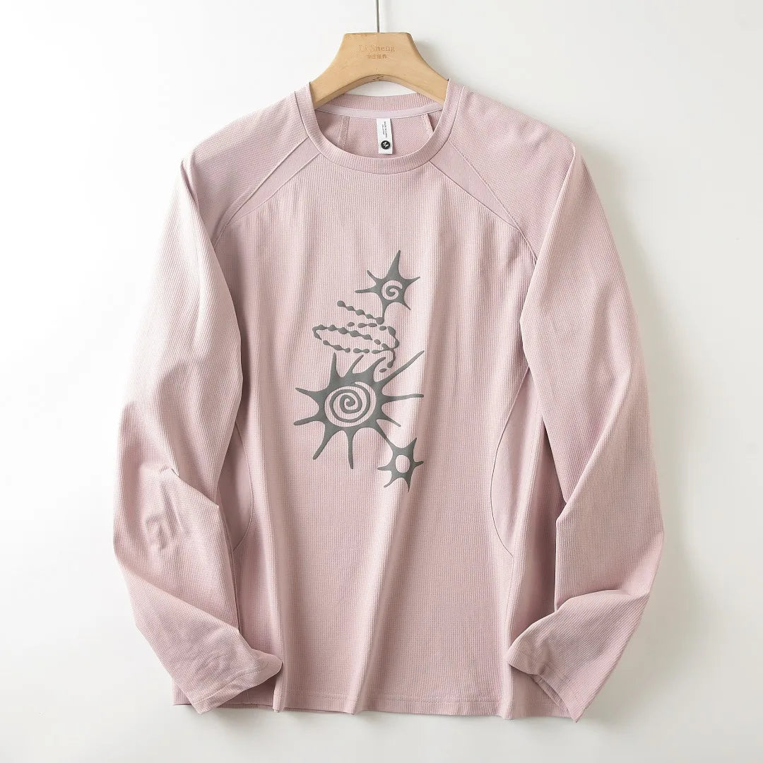 Unisex High-Stretch Breathable Long-Sleeve T-Shirt – Antibacterial, Moisture-Wicking & Quick-Dry with Waffle-Knit Print Outdoor