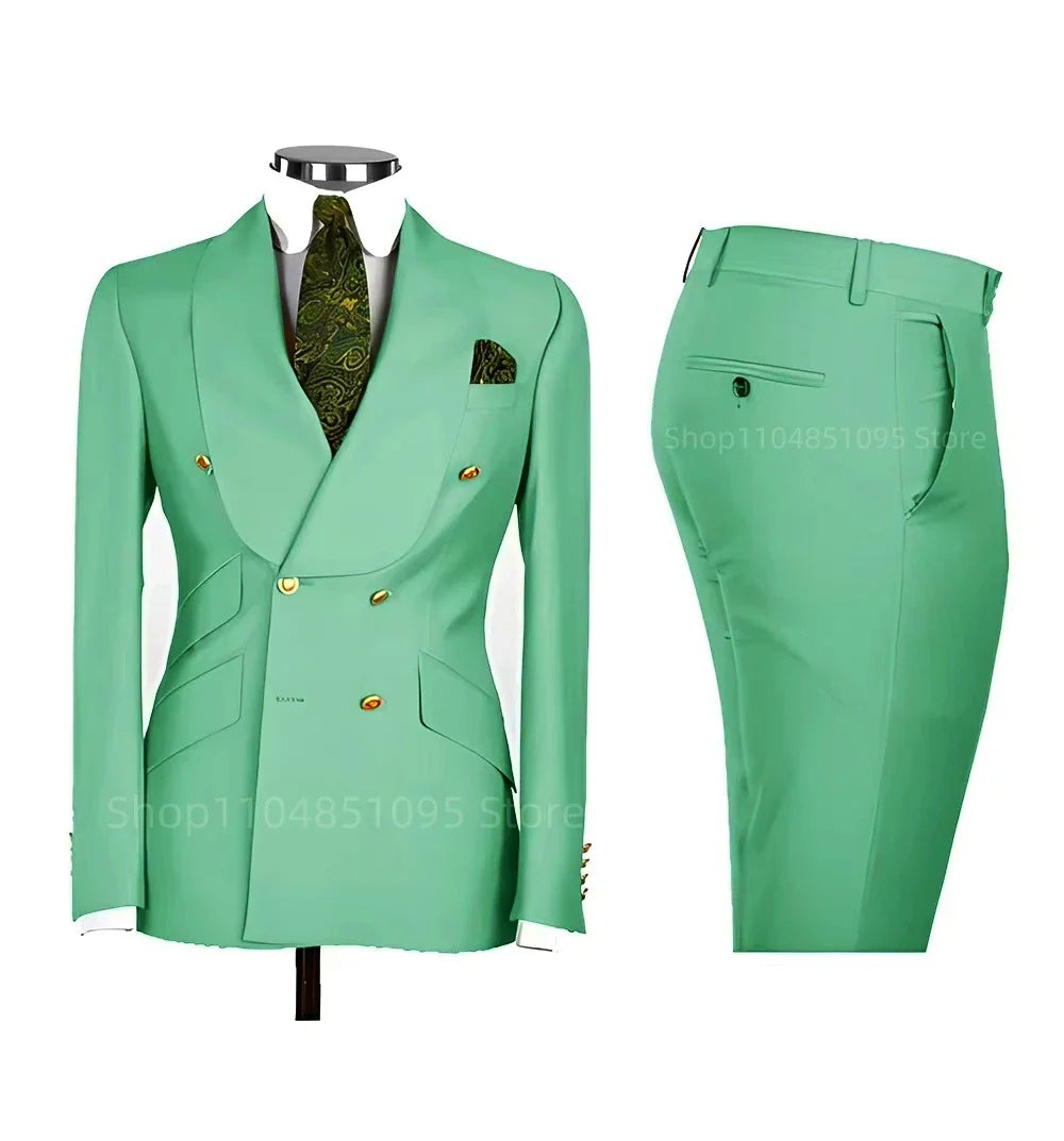 Solid Slim Fit 2 Piece Wedding Men's Tuxedos Formal Groom Suits with Shawl Lapel Blazer And Pants for Prom Party Best Man