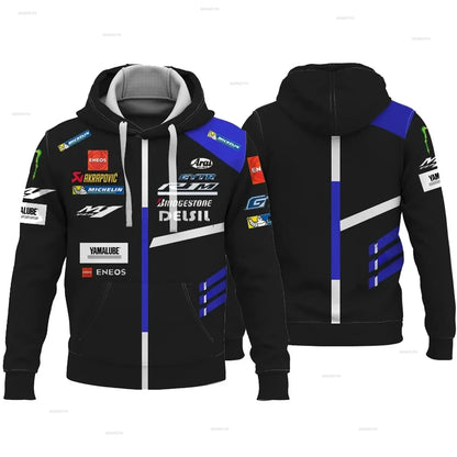 M1 Yamaha men's new fashionable printed riding jacket motorcycle hooded shirt Yamaha racing suit hooded zipper fashion top