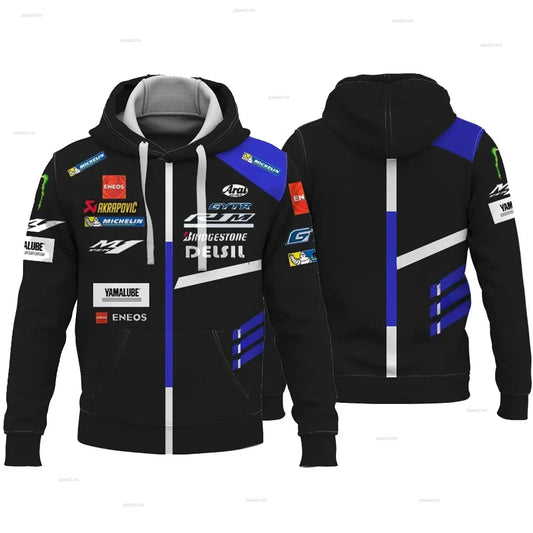 M1 Yamaha men's new fashionable printed riding jacket motorcycle hooded shirt Yamaha racing suit hooded zipper fashion top