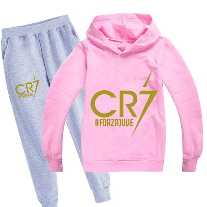 Spring Autumn Tracksuit Football CR7 Print Kid's Clothes Hoodie+Pants Suit 2pcs Set Boy Girl 3-12 Years Children Holiday Gifts