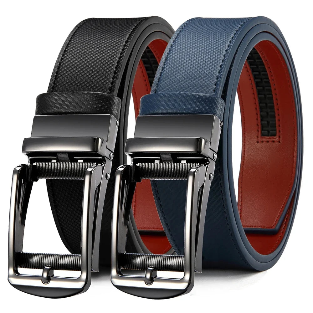Mens Belt Genuine Leather Luxury Belt Metal Automatic Alloy Buckle Fashion Ratchet Belts for Men Cowhide High Quality Belt