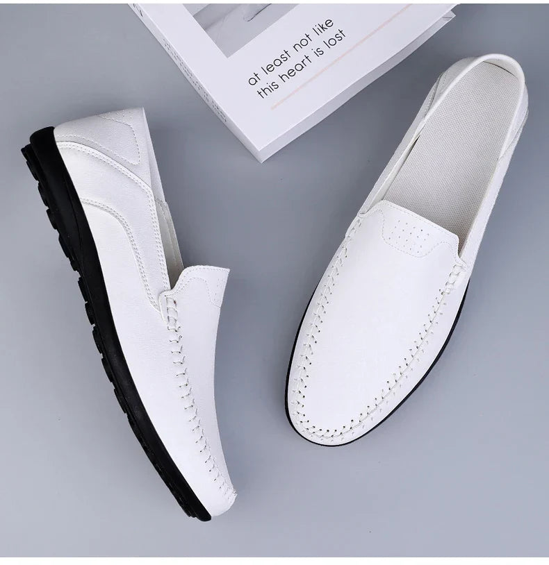 Men's casual leather shoes four seasons plus size soft sole comfort outdoor fashion youth business leather shoes driving shoes