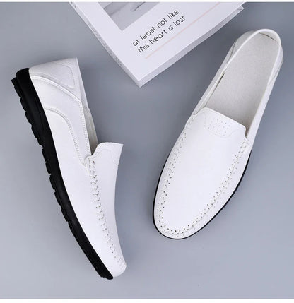 Men's casual leather shoes four seasons plus size soft sole comfort outdoor fashion youth business leather shoes driving shoes