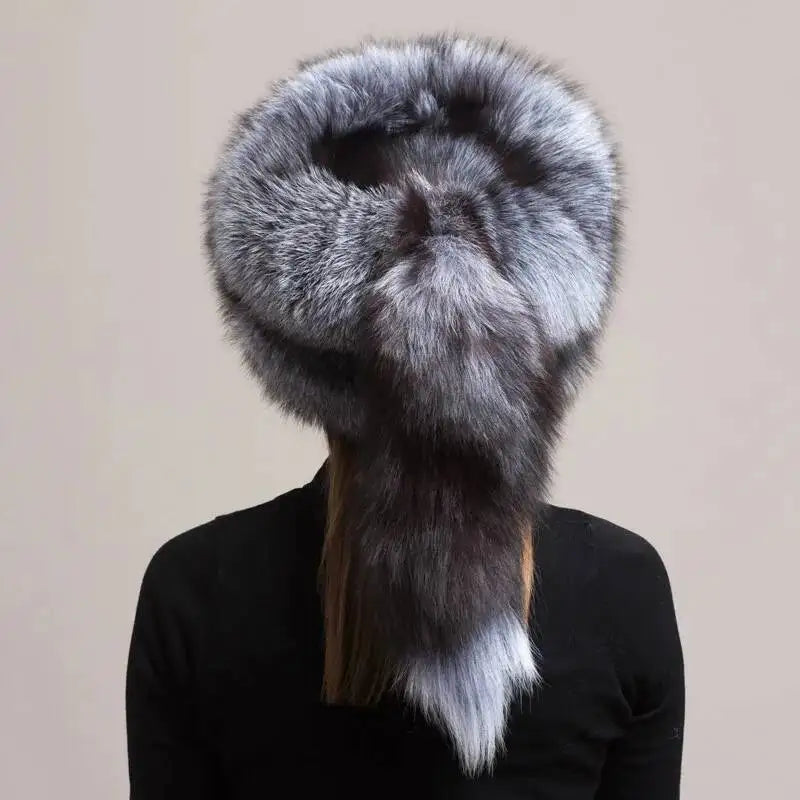 Real Fox Fur Hat For Women Winter Ear Protection Genuine Fur Hat Russian Natural Fur Bomber Hat Outdoor Thicken Warm Fur Caps