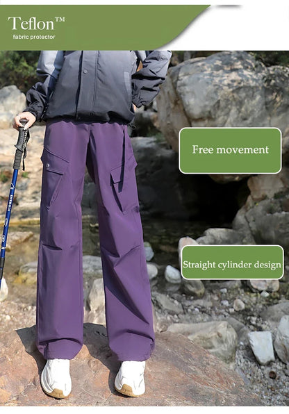 Outdoor Hiking Pants Woman 3 In 1 Removable Fleece Waterproof Camping Trousers Winter Large Pocket Windproof Cycling Travel Pant
