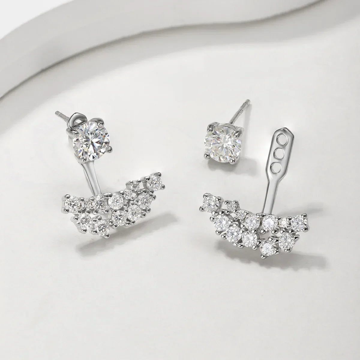 2 in 1 Pear Marquise Cut Moissanite Stud Earrings for Women S925 Silver Full Lab Diamond Dainty Pierced Ear Fine Jewelry