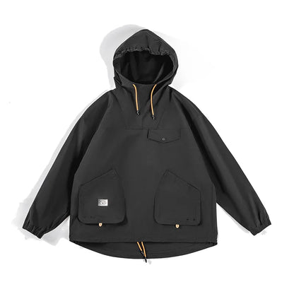 Casual Outdoor Multi-pocket Hooded Men's Jackets Spring Fall Loose Windbreak Parka Ginger Climbing Outerwear Track Jacket