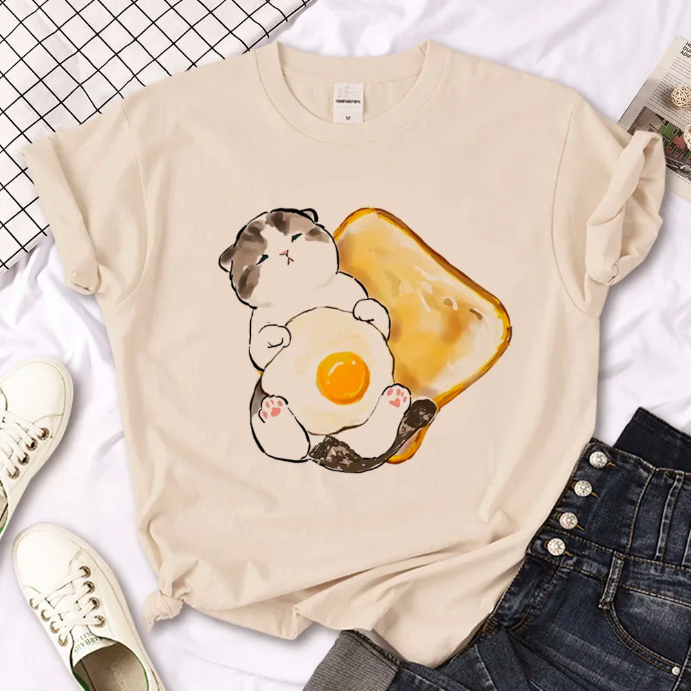 Cat top women streetwear summer anime t shirt girl y2k Japanese clothes