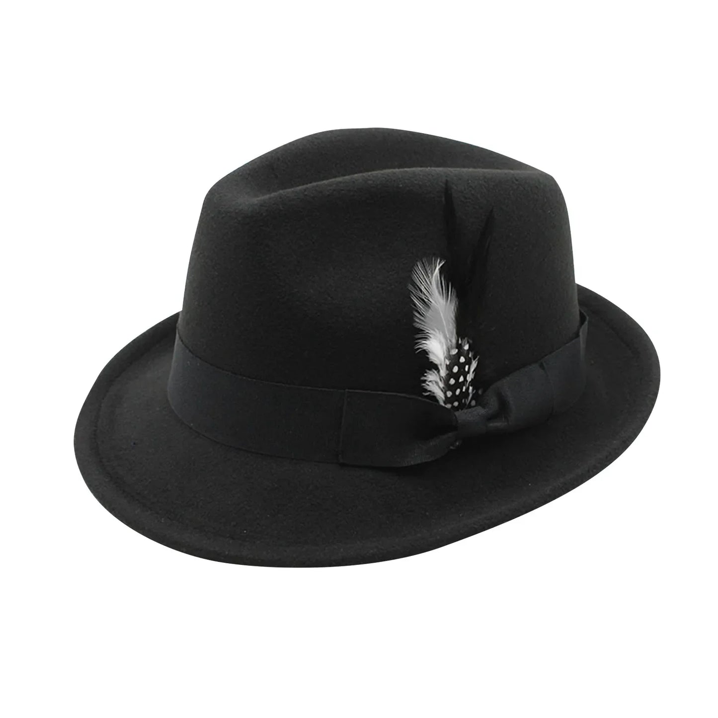 Vintage Fedora Hat Women Men Top Hat, Feather Felts Hat, Men's Jazz Hat European And American Gentleman Soft Woolen Hat