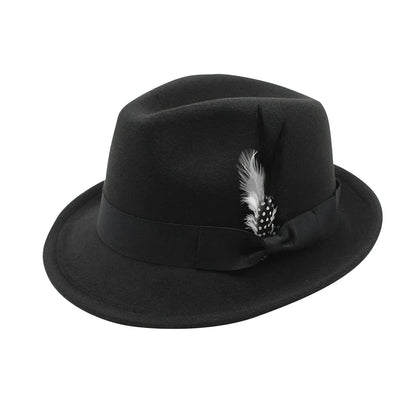Vintage Fedora Hat Women Men Top Hat, Feather Felts Hat, Men's Jazz Hat European And American Gentleman Soft Woolen Hat