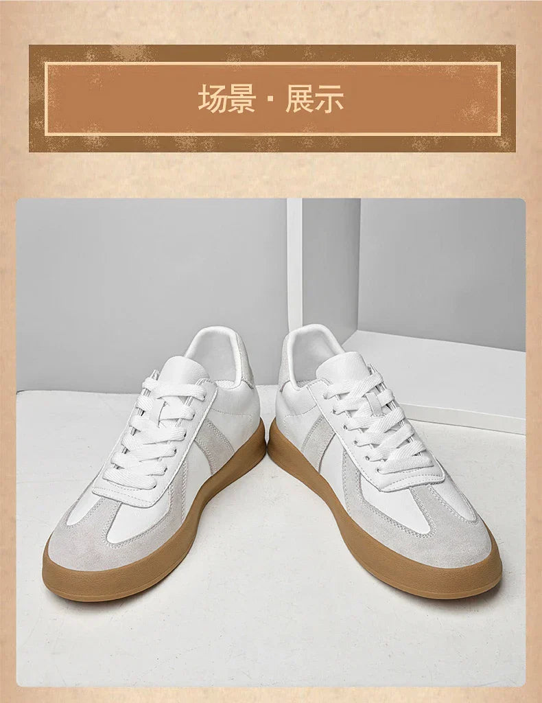 Invisible Height-Increasing Shoes 8cm German Training Shoes for Men, Summer Breathable Casual Sneakers, Genuine Leather Retro Versatile Forrest Gump Shoes 6cm