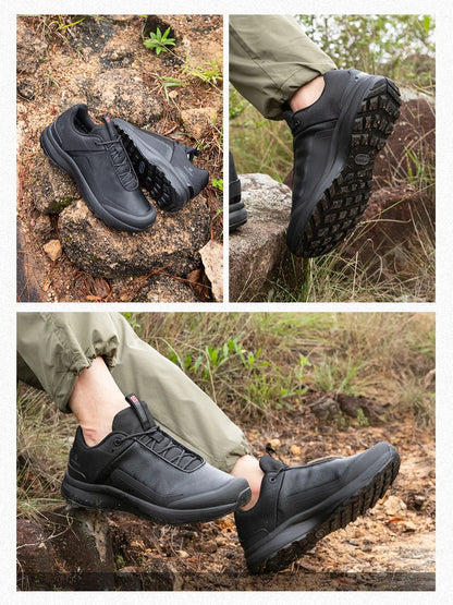 Men Hiking Shoes Litchi Leather High Quality Male Trekking Climbing Sneakers Non-slip Luxury Designer Outdoor Shoe