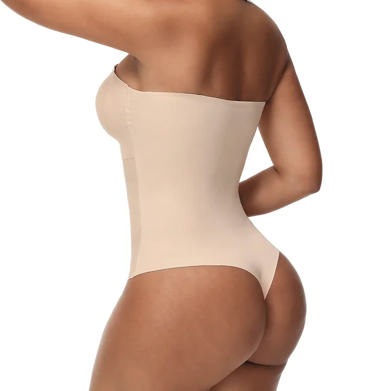 Women Sexy Removable Strap Body Shaper S-4XL Padded Bra Front Closure Hipster Bodysuit Tummy Control Shapewear Thong