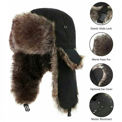 Winter Mens Ushanka Trapper Hat Russian Trooper Ear Flap Cap Earflap