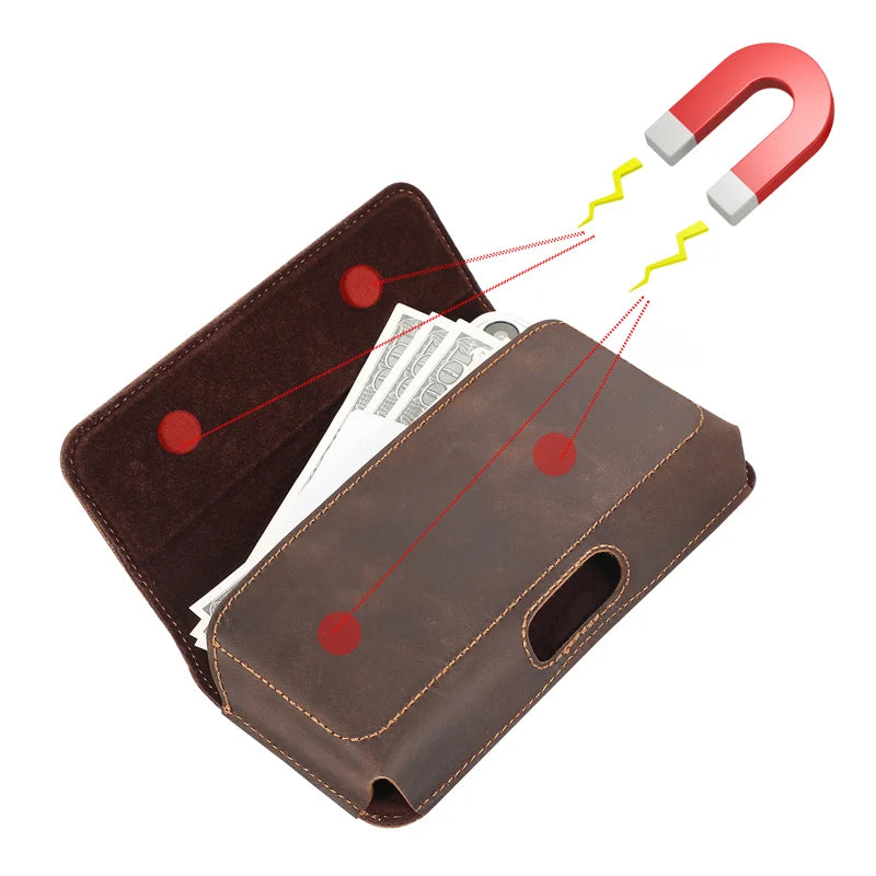 Genuine Leather Pouch For iphone 17Pro Max/17/16Pro Max/16Plus/15/15Pro Max/14Pro Max /14/13 Phone Holster Belt Clip Case Holder