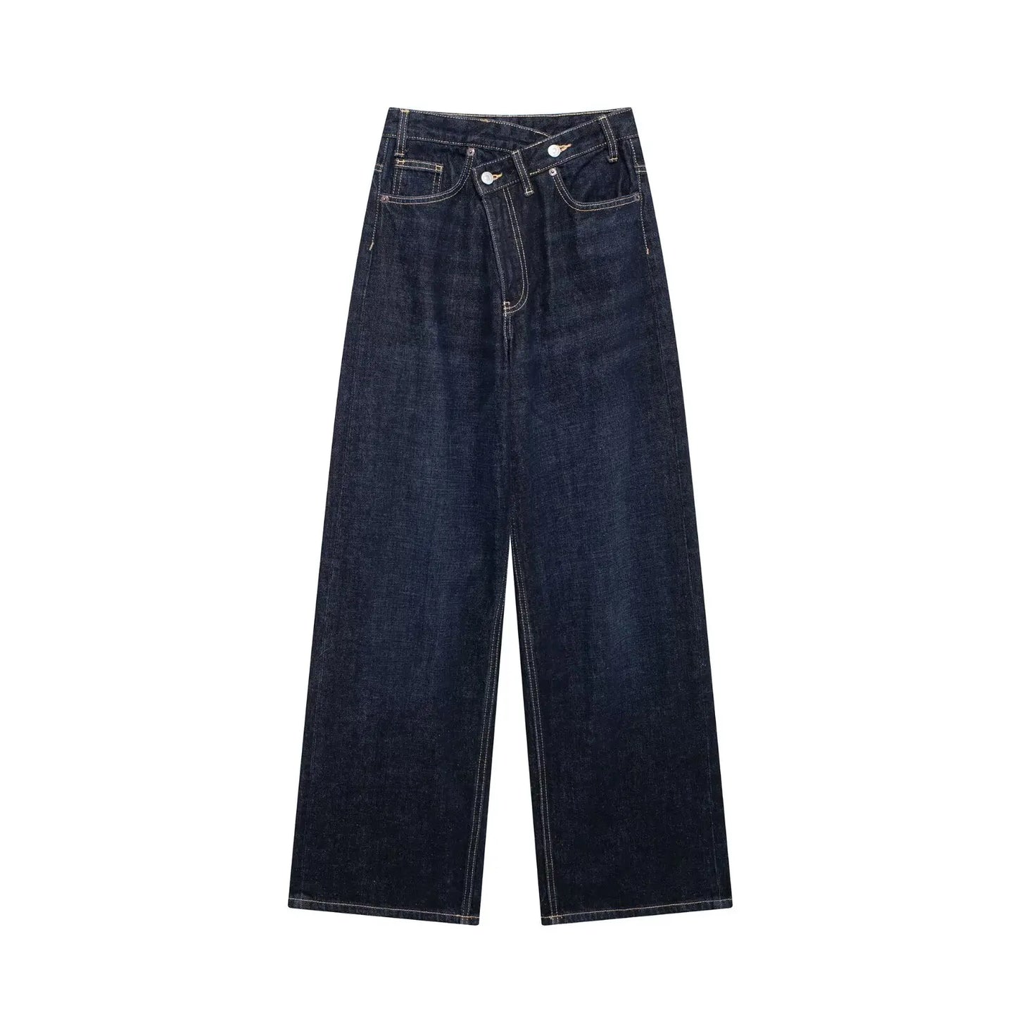 Women Fashion Denim Solid Straight Pants Jeans High Waist Full Length Casual Female Chic Lady Trousers