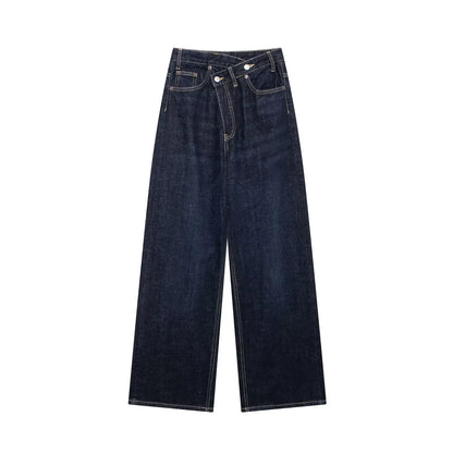 Women Fashion Denim Solid Straight Pants Jeans High Waist Full Length Casual Female Chic Lady Trousers
