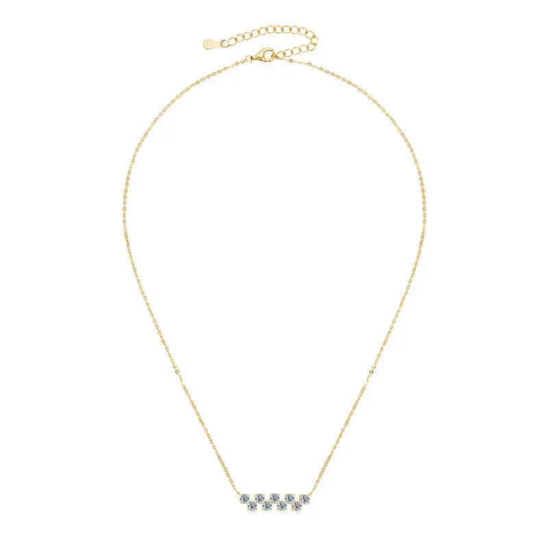 Certified 9 Stones Moissanite Pendant Necklace For Women Collar Plata 925 Sterling Silver Necklaces Exquisite Jewelry Gift