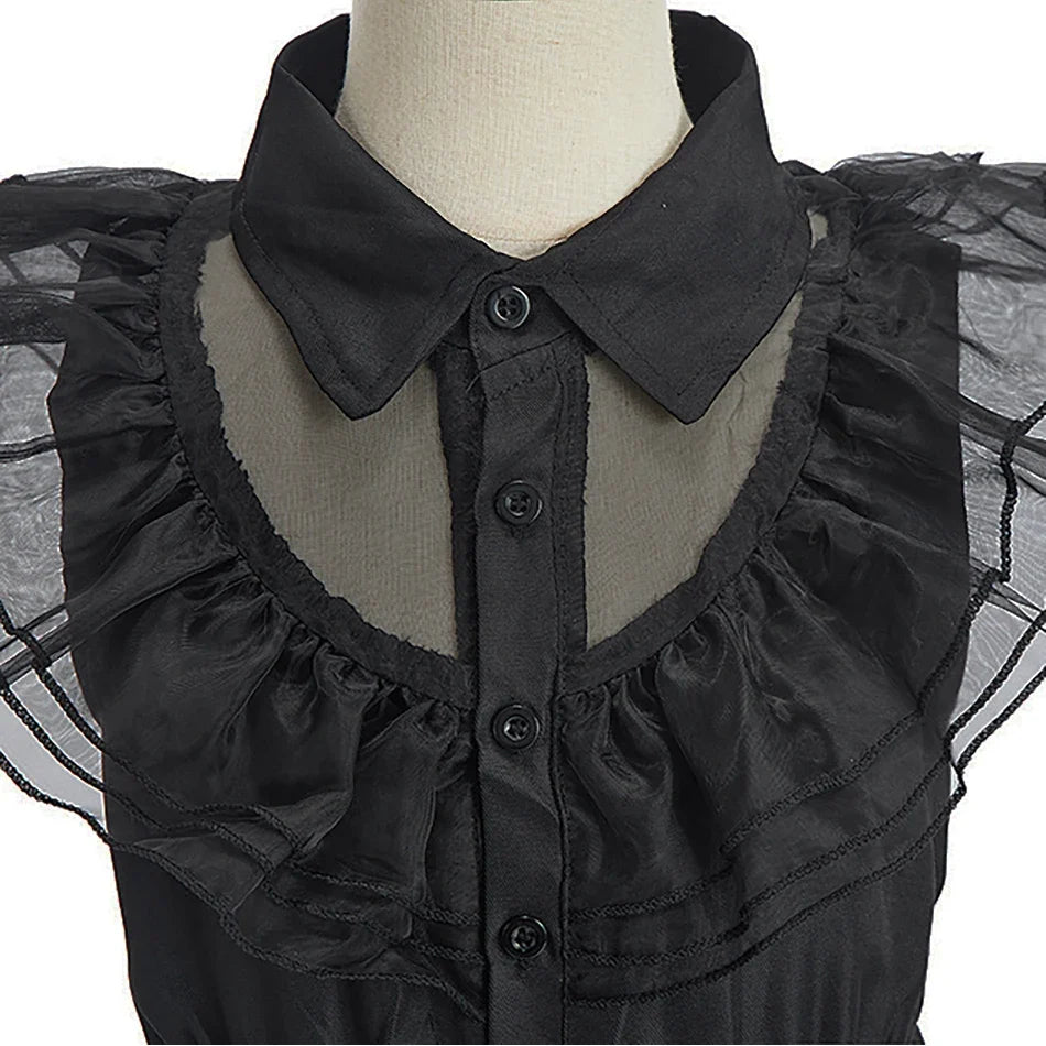 Girl Costume Kids Cosplay Black Witch Princess Dress Children Pageant Dinner Dress Girl Halloween Party Dancing Clothing