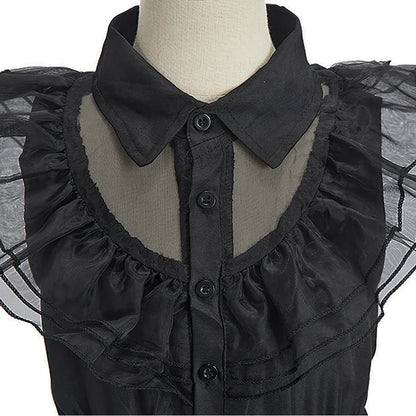 Girl Costume Kids Cosplay Black Witch Princess Dress Children Pageant Dinner Dress Girl Halloween Party Dancing Clothing