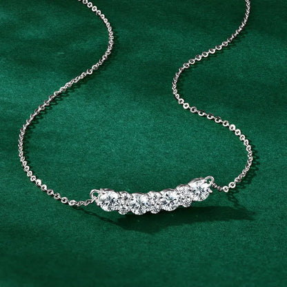 GRA Certified Full Moissanite Smile Pendant Necklace for Women 925 Sterling Silver Clavicle Chain Jewelry Gift Collares