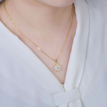 GRA Certified 6.5mm Round Moissanite Delicate Snowflake Pendant Necklace for Women 14K Gold Filled Fine Jewelry Gifts