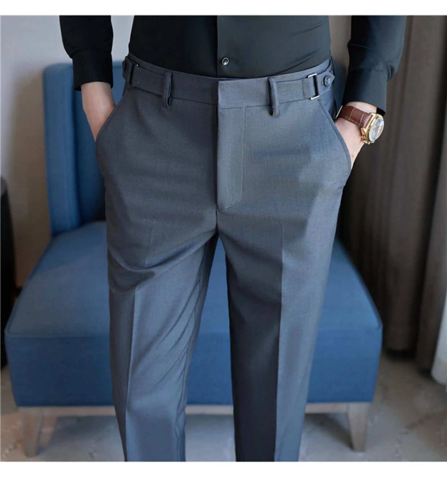 Neapolitan Fashion Business Casual Pants Men's Straight Leg Slim Fit Suit Pants Formal Office Social Wedding Dress Pants