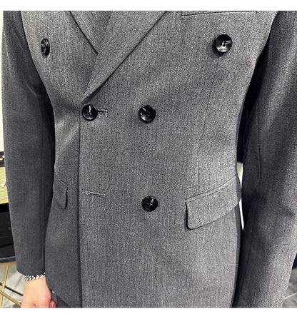 Jackets + Pants / Groom's Wedding Dress Best Fashion Mans Double -breasted Suit Blazer Trousers Male Formal Business Office Suit