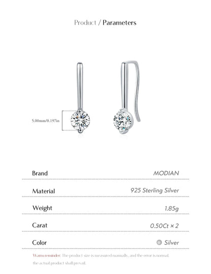 Sparkling D Color Moissanite Drop Earrings 925 Sterling Silver Classic Geometric Dangle Earrings For Women Fine Jewelry