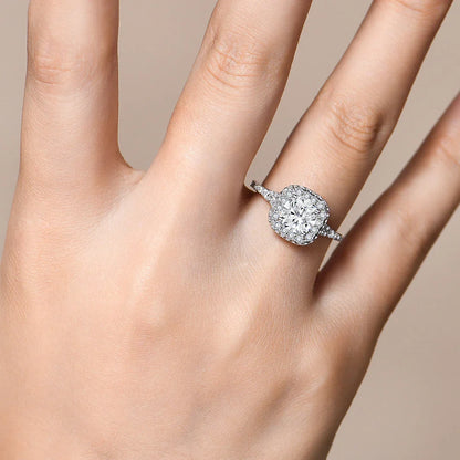 7.0mm Round Cut Moissanite Ring for Women D VVS1 1.2CT Lab Diamond S925 Sterling Silver Engagement Wedding Jewelry Gift