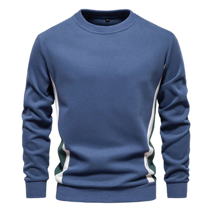 Mens Patckwork Cotton-blend Crew Neck Sweatshirts Fashion Casual Sport Round Neck Pullover Sweatshirt for Men