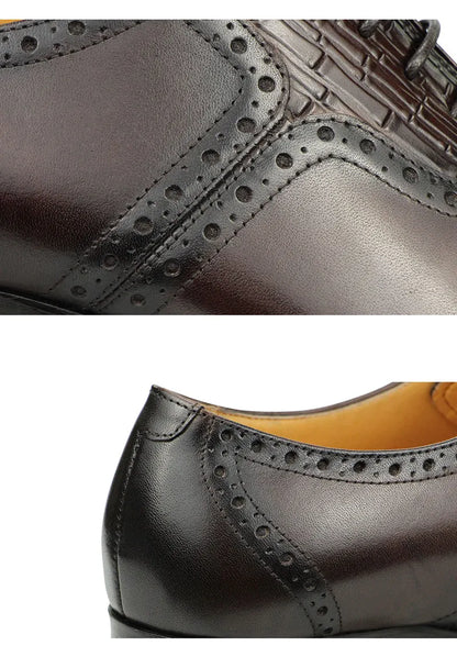 Mens Oxfords Shoes Business Lace-up Leather Office Brogue Pointed Formal Dress Wedding Party Shoe for Coffee Black Plus Size