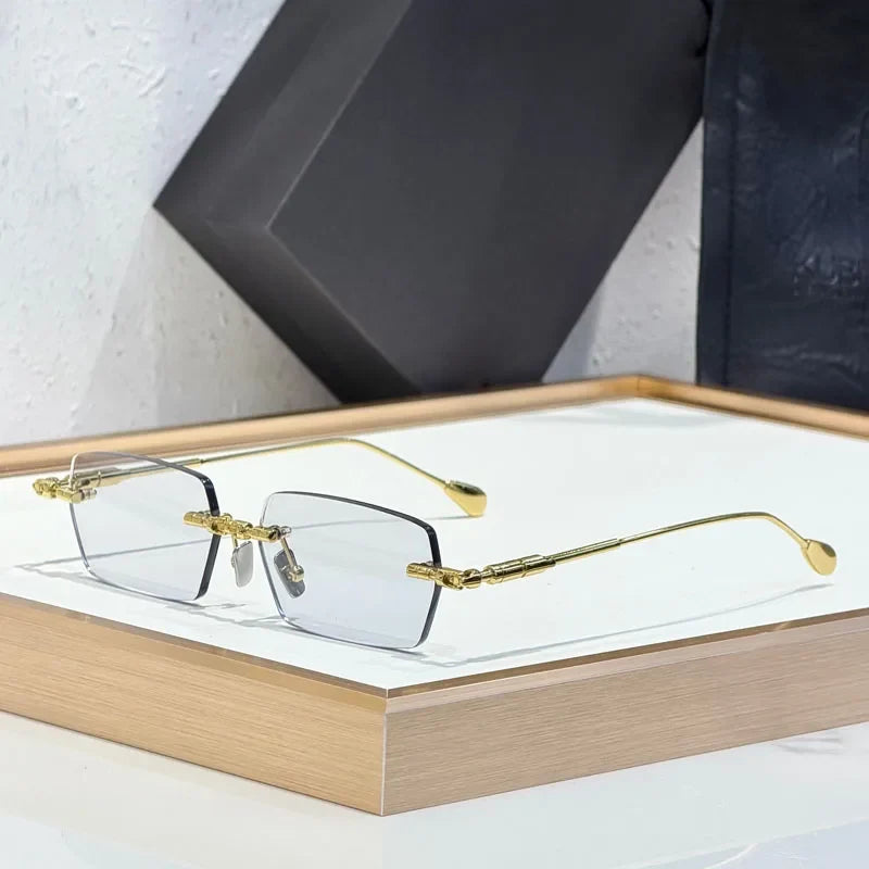 Fashion Street Design Sunglasses H61 Germany Rimless Square Men Women Classical UV400 High Quality Optical Glassses with Case