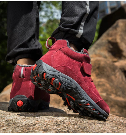 Waterproof Winter Men Boots Cow Suede Warm Snow Women Boots Men Work Casual Shoes High Top High-top Non-slip Ankle Boots