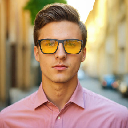 Retro Polarized Sunglasses for Men Lightweight TR90 Frame UV400 Protection Square Sun Glasses Night Vision Goggles