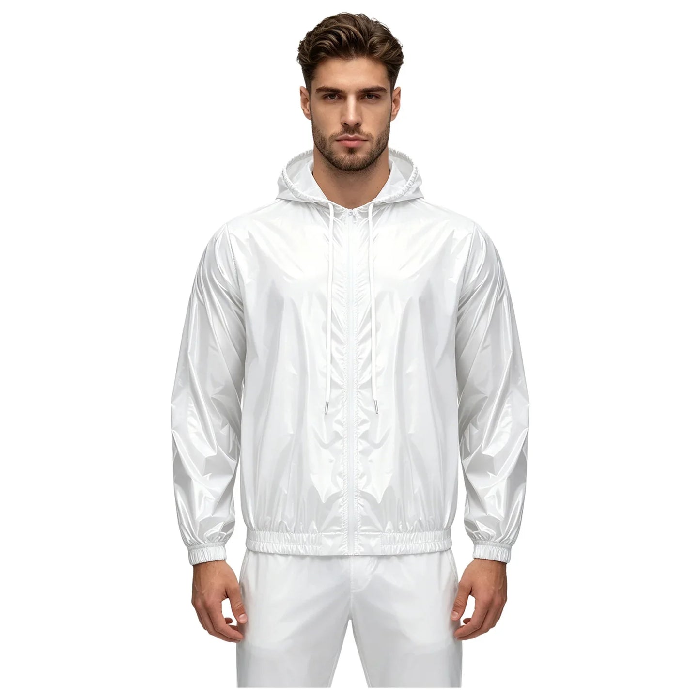 Mens Waterproof Hooded Jacket Tops Breathable Raincoat Waterproof Windproof Outdoor Biking Fishing Jacket Hood Outerwear