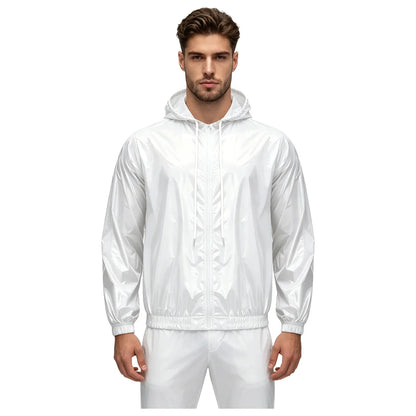 Mens Waterproof Hooded Jacket Tops Breathable Raincoat Waterproof Windproof Outdoor Biking Fishing Jacket Hood Outerwear
