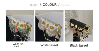 Cute Owl Bags for Women 2026 New Luxury Designer Handbag Fashion Tassel Crossbody Bag Leather Animal Print Shoulder Bag Woman