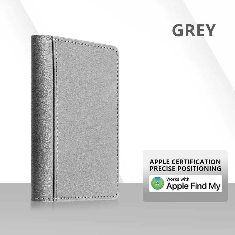 Luxury Leather Magnetic Storage Charge Wallet Bracket For iPhone 16 15 14 13 12 Pro Max Findmy Magsafe With Tracking Anti-theft