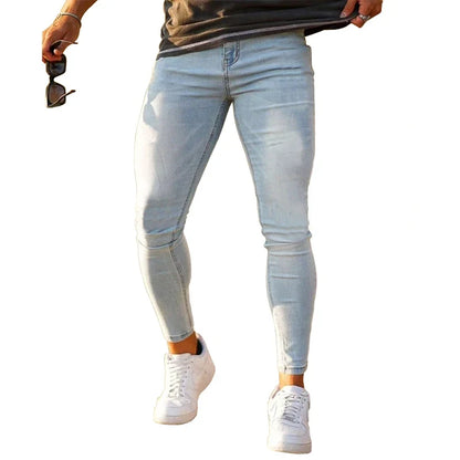 Mens Skinny Brushed Jeans Design Classic Denim Trousers Casual Daily For Office Parties Male Denim Pants Men