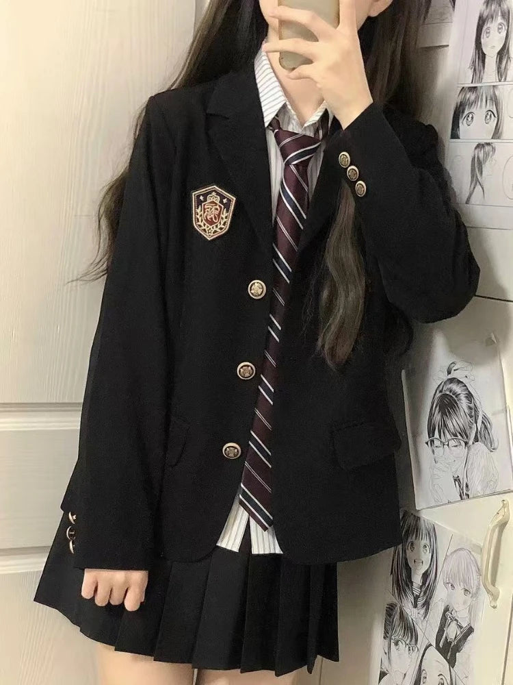 Women's Japanese School Uniform Style Basic Long Sleeve Blazer High Quality Casual Niche Design Spring Autumn Suit Jacket