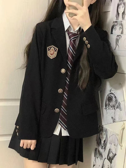 Women's Japanese School Uniform Style Basic Long Sleeve Blazer High Quality Casual Niche Design Spring Autumn Suit Jacket