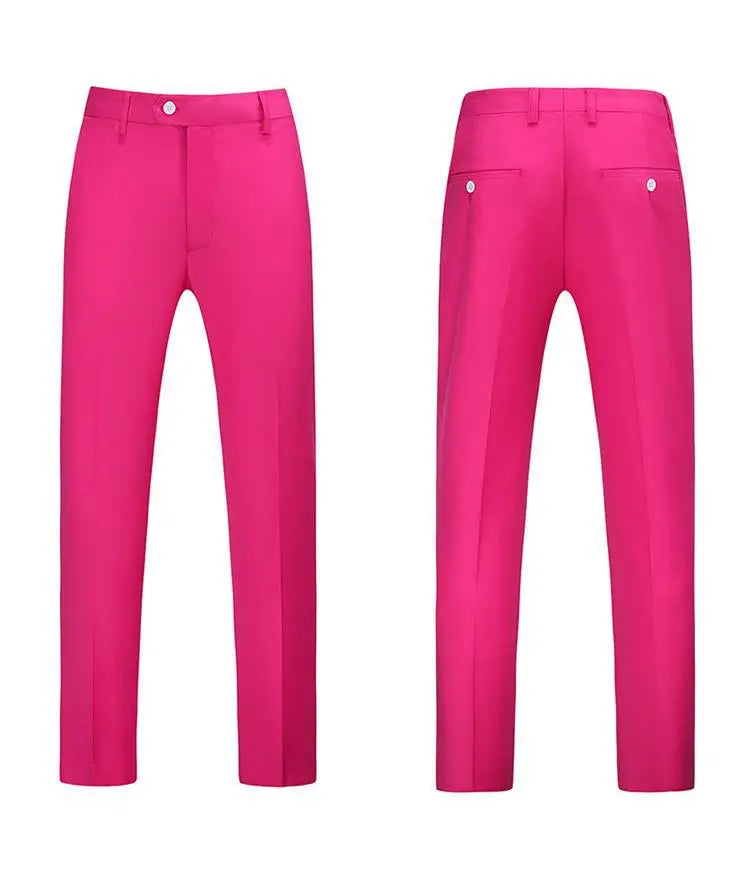 19 Colors High Quality Men's Solid Color Slim Fit Suit Pants Fashion Formal Business Social Groom Wedding High End Trousers