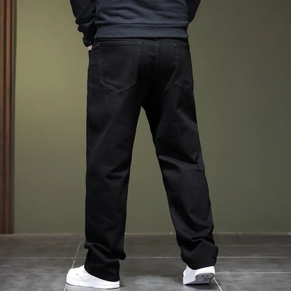 Extra Large Size 48 Men's Jean Straight Leg Loose Denim Pant Male High Elastic Stretch Fleece Big Plus 42 44 46 150 Kg 116 Waist