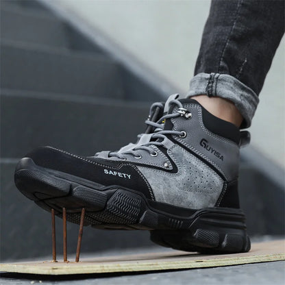 New Fashion 2026 High Top Safety Work Shoes Men Sneakers Steel Toe Cap Anti-puncture Indestructible Construction Site Boots